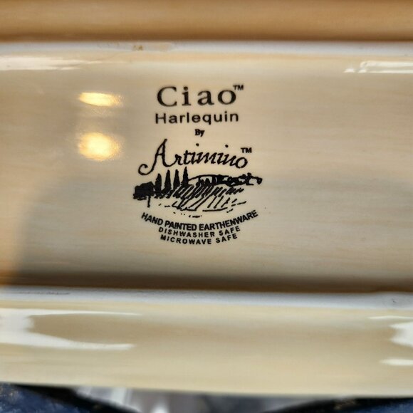 Colorful Harlequin Hand-Painted Salt & Pepper Shakers With Matching Tray - Picture 6 of 6